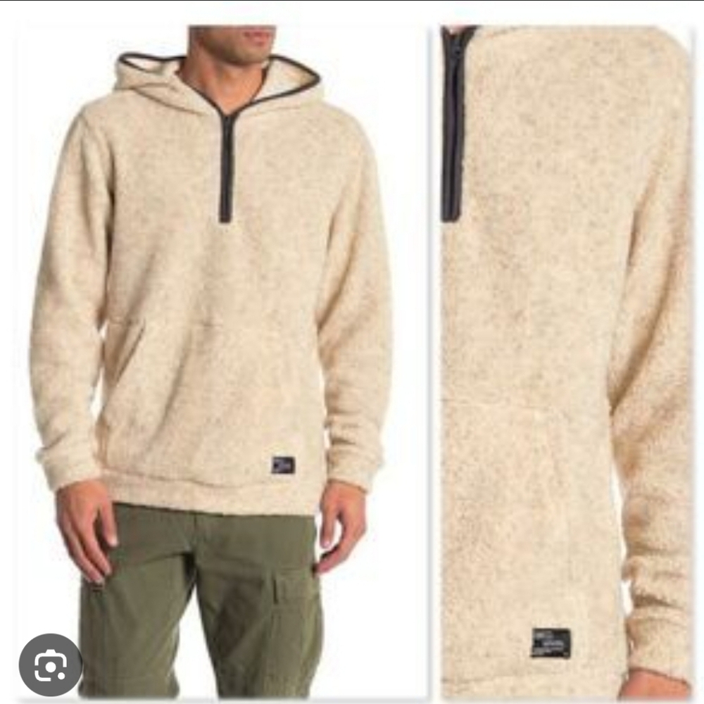Union Men's Cream Hooded Sweater Size S Sherpa Used Exelent Condition
